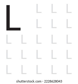 Carta L aislada en fondo blanco. Letra alfabeta l. .Símbolo de letra L. Letra negra sólida imprimible L silueta. Ilustración vectorial.