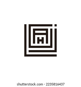 Letter L, j, G, A and H square geometric symbol simple logo vector