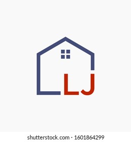 letter L J with home element. initial L J Real Estate concept. Construction logo template, Home and Real Estate icon. Housing Complex Simple Vector Logo Template. - vector