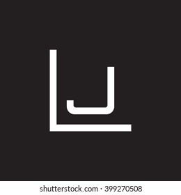 letter L and J monogram logo white black background