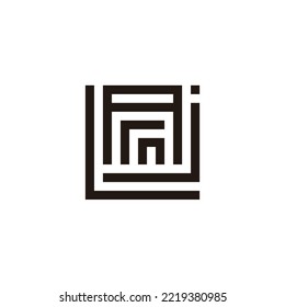 Letter L, j, n, r and A square geometric symbol simple logo vector