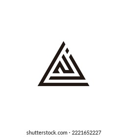Letter L, j and N triangle geometric symbol simple logo vector