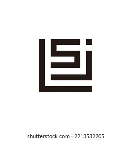 Letter L, j and s, square geometric symbol simple logo vector