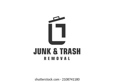 Letter L for junk removal logo design, environmentally friendly garbage disposal service, simple minimalist design.