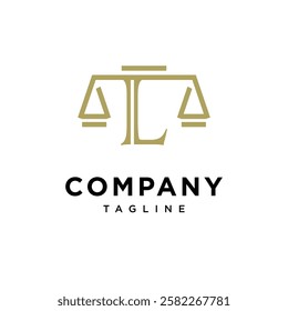 Letter L Justice Scale Logo Icon Vector