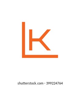 letter L and K monogram logo orange