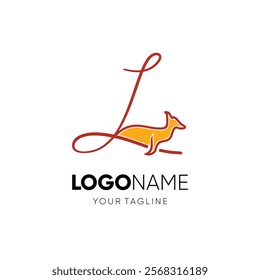 Letter L Kangaroo Logo Design Vector Icon Graphic Emblem Illustration