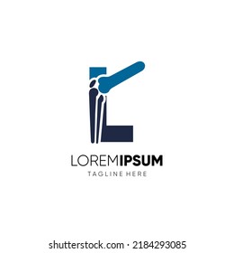 Letter L Knee Joint Bone Logo Design Vector Icon Graphic Emblem Illustration