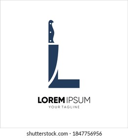 Letter L Knife Logo Design Vector 