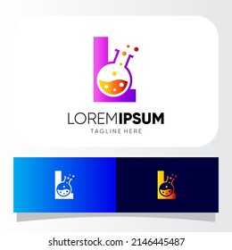 Ilustración gráfica del emblema del vector del logotipo L Lab de la letra Ilustración del emblema gráfico 