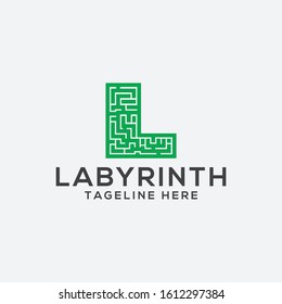 Letter L Labyrinth vector logo illustration