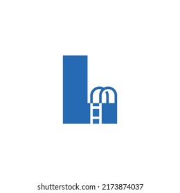 Letter L with ladder pool logo icon sign symbol design concept vector illustration