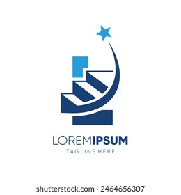 Letter L Ladder of Success to Reach the Stars Logo Design Vector Icon Graphic Emblem Symbol Illustration
