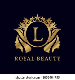 letter L with ladies face luxurious alphabet for bridal, wedding, beauty care logo, personal branding image, make up artist, or any other royal brand and company