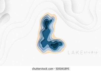 Letter L. Lake Studio Logo. Creative Logo. Water Logo Design. Relief Element