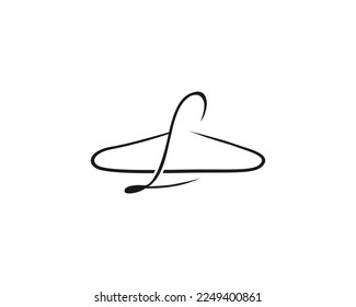 Letter L Laundry Clothes Hanger Line Logo. Usable Flat Vector Design Template for Tailor and Laundry.