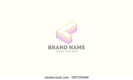 letter L layered trendy outline abstract logo vector design