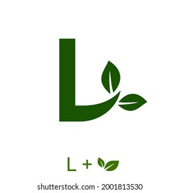 Letra L con un concepto foliar. Muy adecuado para diversos fines comerciales naturales también para ícono, símbolo, logotipo y muchos más.