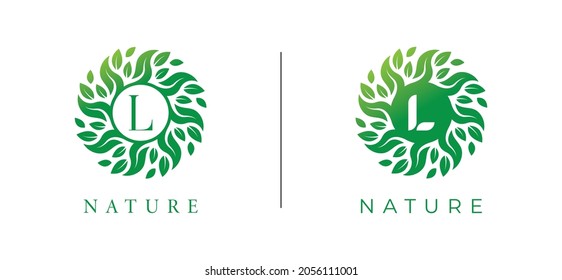 Letter L Leaf Flower logo. Vector logo template