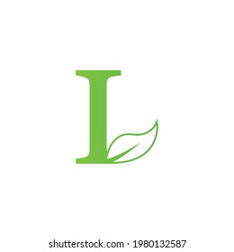 Letter L and Leaf Green Logo Template design vector