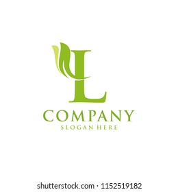 Letter L leaf initial logo