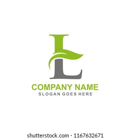 Letter L leaf initial logo template