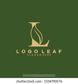 Letter L With Leaf Logo. Green leaf logo icon vector design. Landscape design, garden, Plant, nature and ecology vector. Editable file.