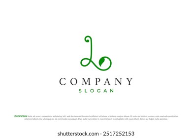 Letra L Hoja y logotipo de la naturaleza