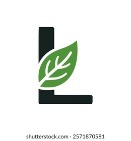 letter L with leaf nature logo vector illustration template design