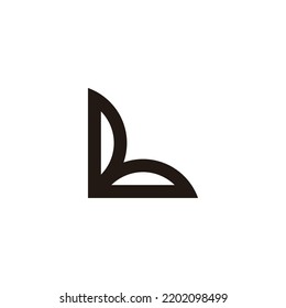 Letter L leaf, outline geometric symbol simple logo vector