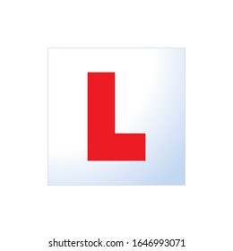 Letter L learner driver plate icon. cartoon flat style trend modern driving school logotype graphic art design element. concept of badge for vehicle control education or exam or learning for chauffeur