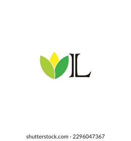 Letter L leaves, logo, geometric symbol simple logo vector