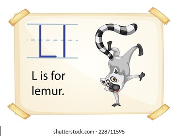 A letter L for lemur on a white background 