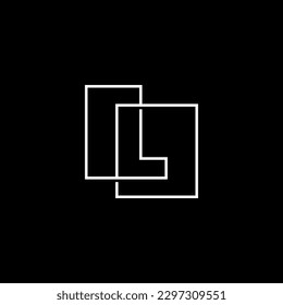 Letter L Lettermark Initial Overlapping Outline Square Logo Vector Icon Illustration