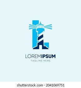 Letter L Lighthouse Logo Design Vector Icon Graphic Emblem Illustration