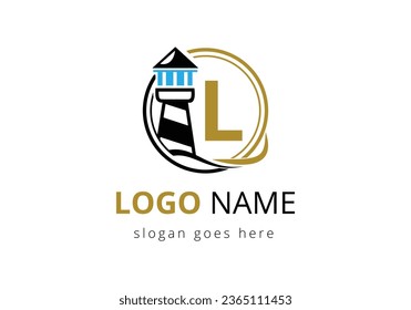 Letter L Lighthouse Logo Design Vector Template. Modern vector lighthouse logo for business, organization, or website