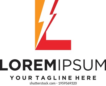 Letter L lightning electric logo