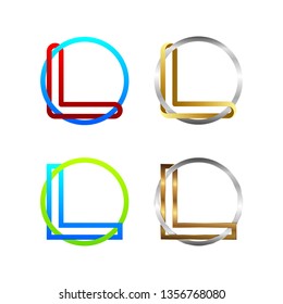 Letter L Line Alphabet logotype Cross and Linked Circle shape, Silver Golden Metal and Glossy Colorful logo, Connect Technology and Digital symbol, Blockchain and Industrial Sign, Business Company