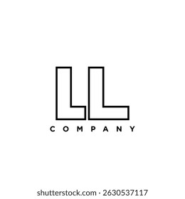 Letra L e L, modelo de design do logotipo LL. Logótipo inicial com base em monograma mínimo.