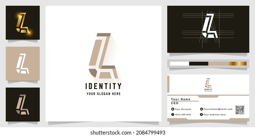 Letter L or LL monogram logo with business card design