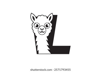 Letter L Llama Logo Design Template Vector Illustration