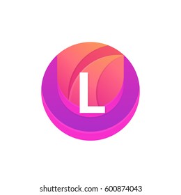 Letter L logo abstract circle shape element. Vector round company icon sign.