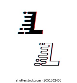 Letter L logo abstract  glitch old screen design  logo  vector. Template design logotype  