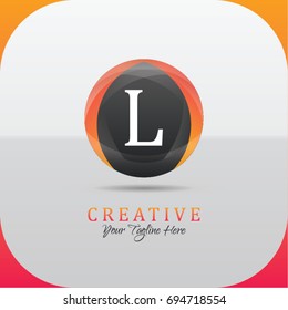 Letter L logo abstract symbol in the colorful circle. Template for your design