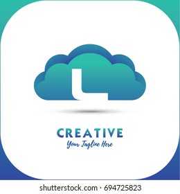 Letter L logo abstract symbol in the colorful cloud Template for your design