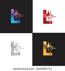Letter L logo, L logo, AI logo set, modern and minimal design, tech-inspired, colorful icons and symbols, suitable for artificial intelligence, innovation, branding, startups, and digital identity.