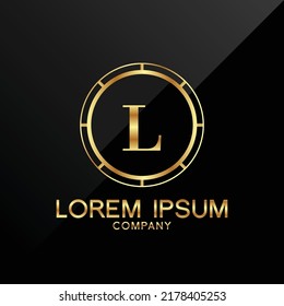 Letter L logo Alphabet logotype gold vector design