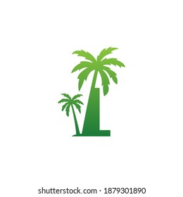 Letter L logo and  coconut tree icon design vector illustration