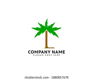 Letter L logo and coconut tree icon design vector illustration