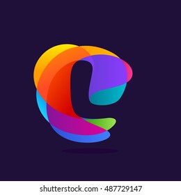 Letter L logo at colorful multicolor splash background. Negative space design. Vector elements for posters, t-shirts and cards. 